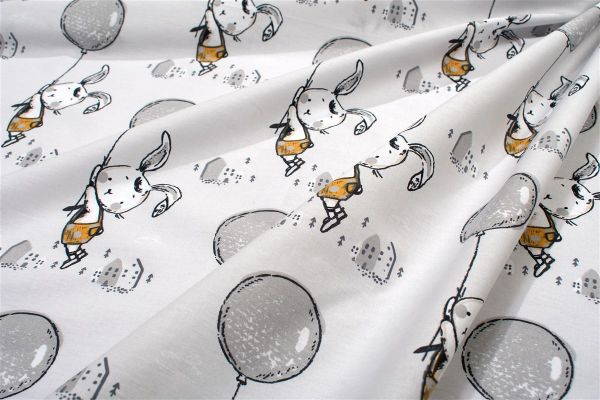 DIMcol Σεντόνια Εμπριμέ Σετ 3 τεμ bebe Floating Bunny 715 120X160 Grey 100% Cotton - Image 2