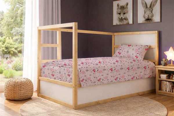 DIMcol Σεντόνια Εμπριμέ Σετ 3 τεμ kids Ballerina Bear 598 160X240 Pink 100% Cotton