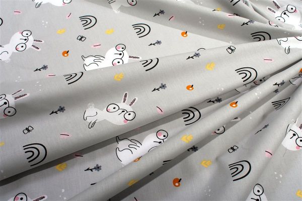 DIMcol Σεντόνια Εμπριμέ Σετ 3 τεμ kids Rabbit Garden 586 160X240 Grey 100% Cotton - Image 2