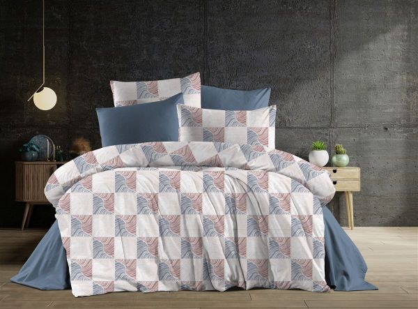 DIMcol Σεντόνια Εμπριμέ Σετ 4 τεμ Κλεοπάτρα 610 240X270 Blue-Red 70/30 Cott/Pol