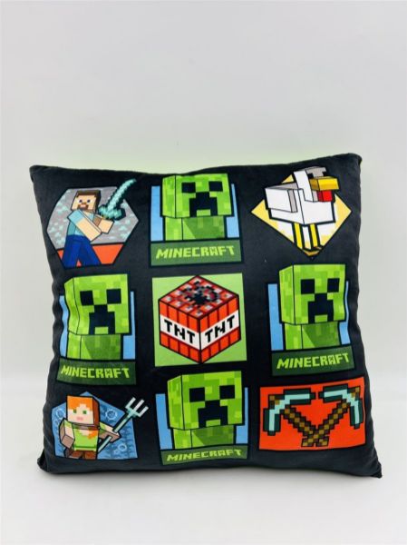 Mojang Βελούδινο Μαξιλάρι Mojang Minecraft 607 38X38 Light Green-Black 100% Velboa