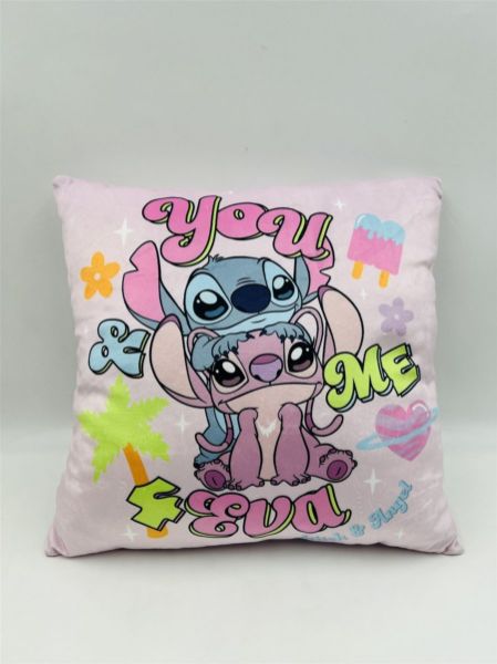 Disney Home Βελούδινο Μαξιλάρι Disney Home Stitch & Angel 614 38X38 Baby Pink 100% Velboa