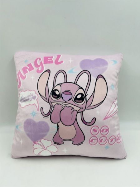 Disney Home Βελούδινο Μαξιλάρι Disney Home Stitch & Angel 614 38X38 Baby Pink 100% Velboa - Image 2