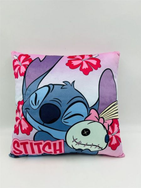 Disney Home Βελούδινο Μαξιλάρι Disney Home Stitch 613 38X38 Pink 100% Velboa