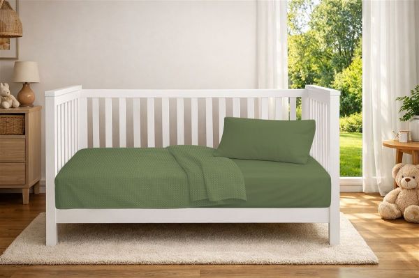 DIMcol Κουβέρτα Πικέ bebe Μονόχρωμη 325 gr/m² 125x150 Olive 100% Cotton