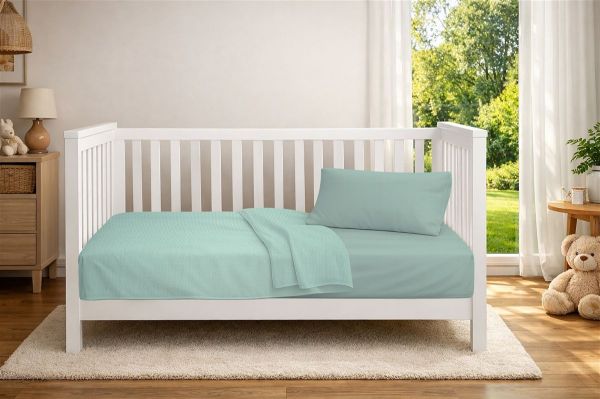 DIMcol Κουβέρτα Πικέ bebe Μονόχρωμη 325 gr/m² 125x150 Mint 100% Cotton