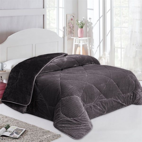 DIMcol Κουβερτοπάπλωμα Jacquard Waves-Fleece 700 gr/m² 1960 Grey-Black 160x220 100% Polyester