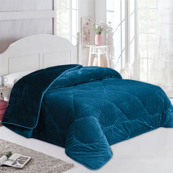 DIMcol Κουβερτοπάπλωμα Jacquard Waves-Fleece 700 gr/m² 1960 Petrol 220x240 100% Polyester