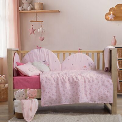Σετ Σεντόνια Κούνιας Βρεφικά Cats Are Perfect Nef Nef Homeware, 100% ΒΑΜΒΑΚΙ