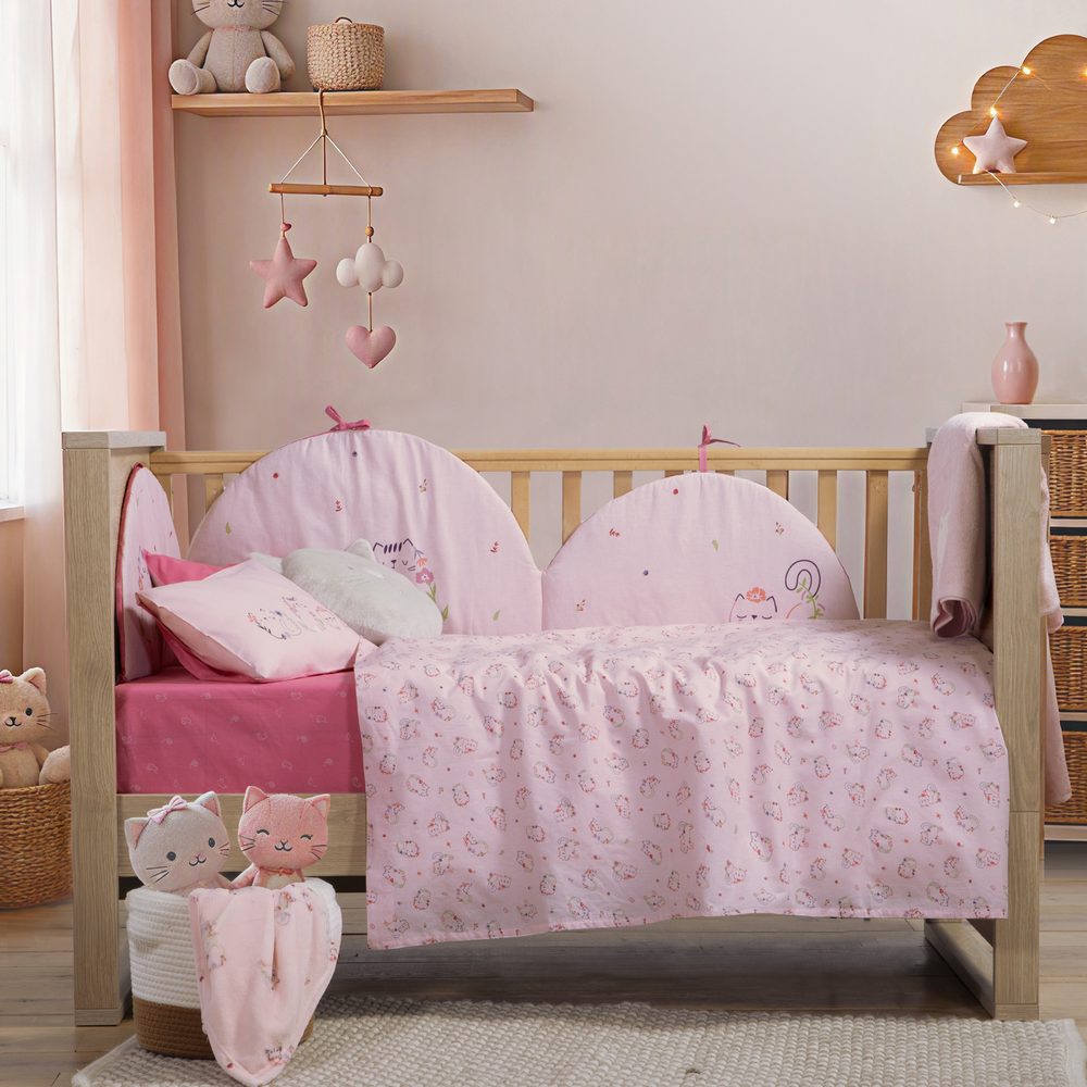 Σετ Σεντόνια Κούνιας Βρεφικά Cats Are Perfect Nef Nef Homeware, 100% ΒΑΜΒΑΚΙ