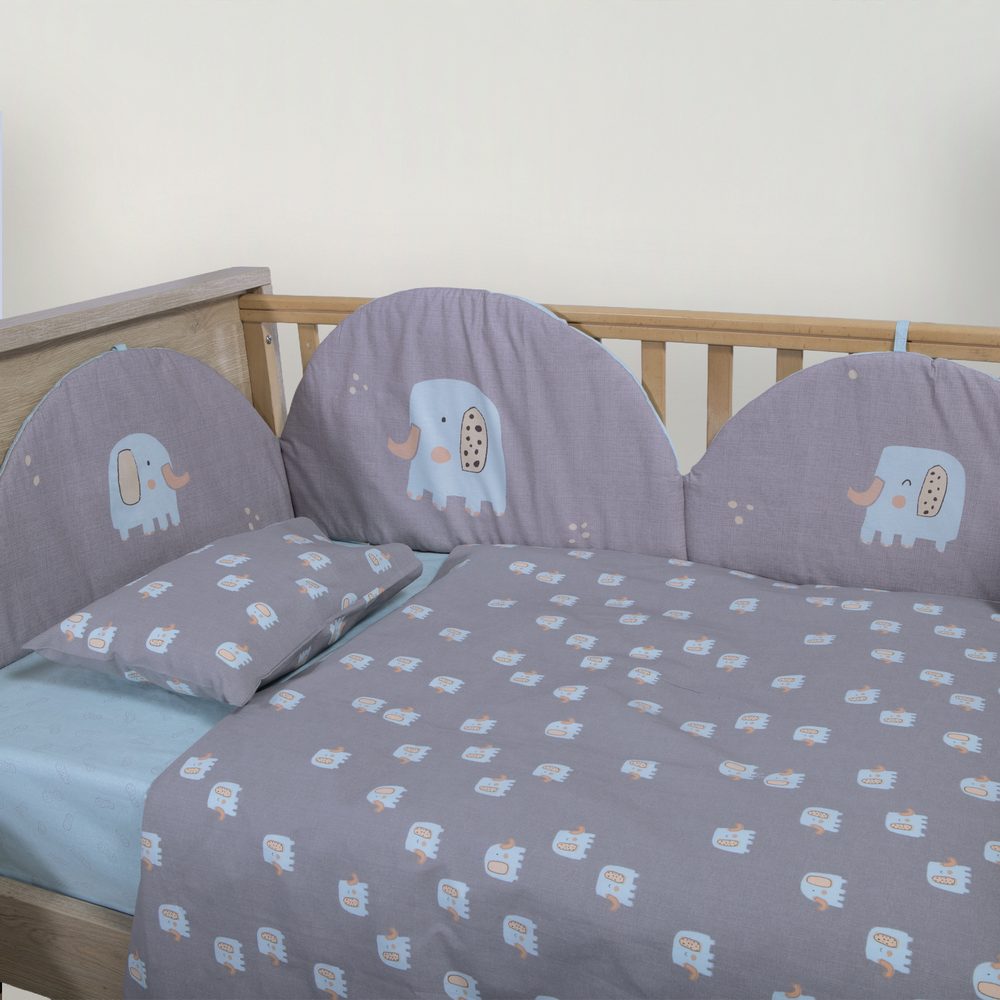 Σετ Σεντόνια Κούνιας Βρεφικά Elephants Nef Nef Homeware, 100% ΒΑΜΒΑΚΙ - Image 3