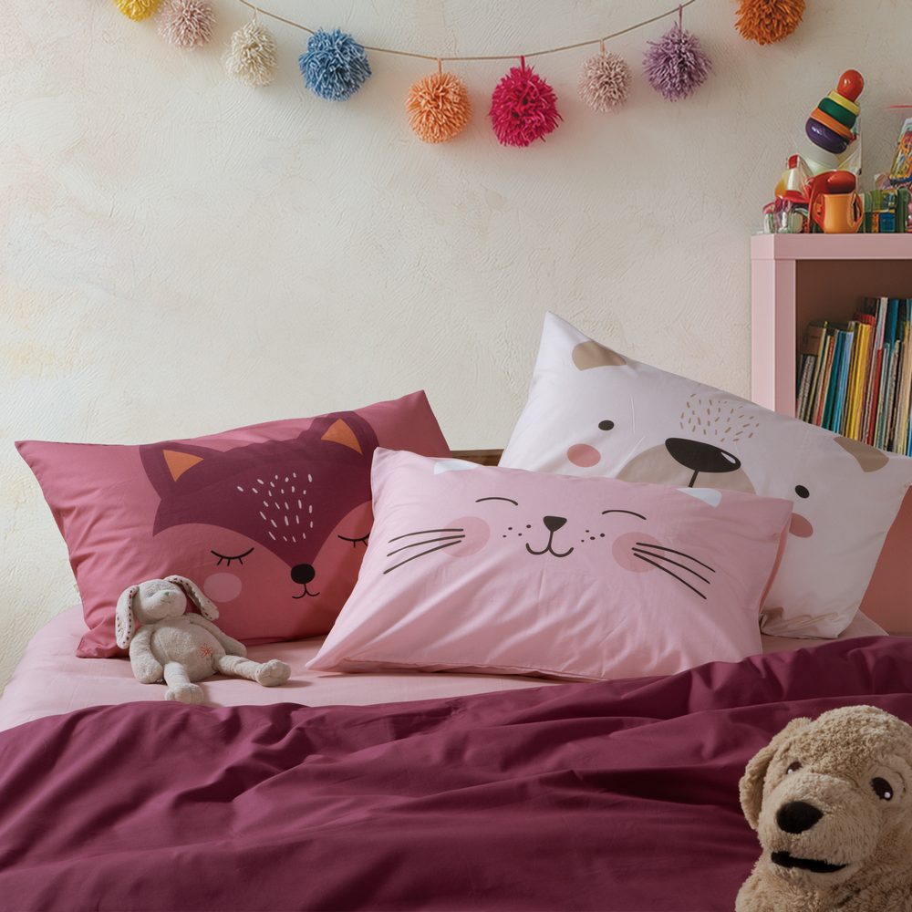 Μαξιλαροθήκη Happy Bear  Nef Nef Homeware, 100% BAMBAKI - Image 2
