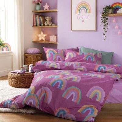 Σετ Σεντόνια Παιδικά Μονά με Λάστιχο Raibow Mood 170x260 Nef Nef Homeware, 100% BAMBAKI