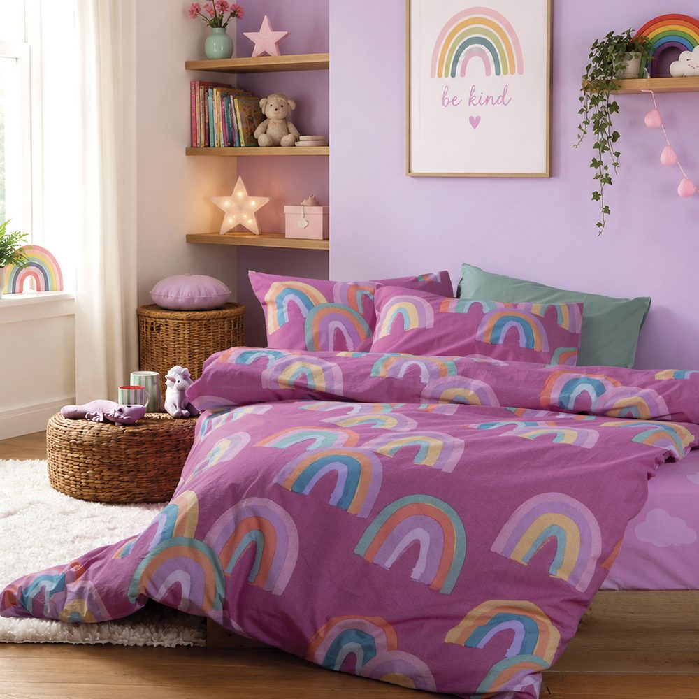 Σετ Σεντόνια Παιδικά Μονά με Λάστιχο Raibow Mood 170x260  Nef Nef Homeware, 100% BAMBAKI