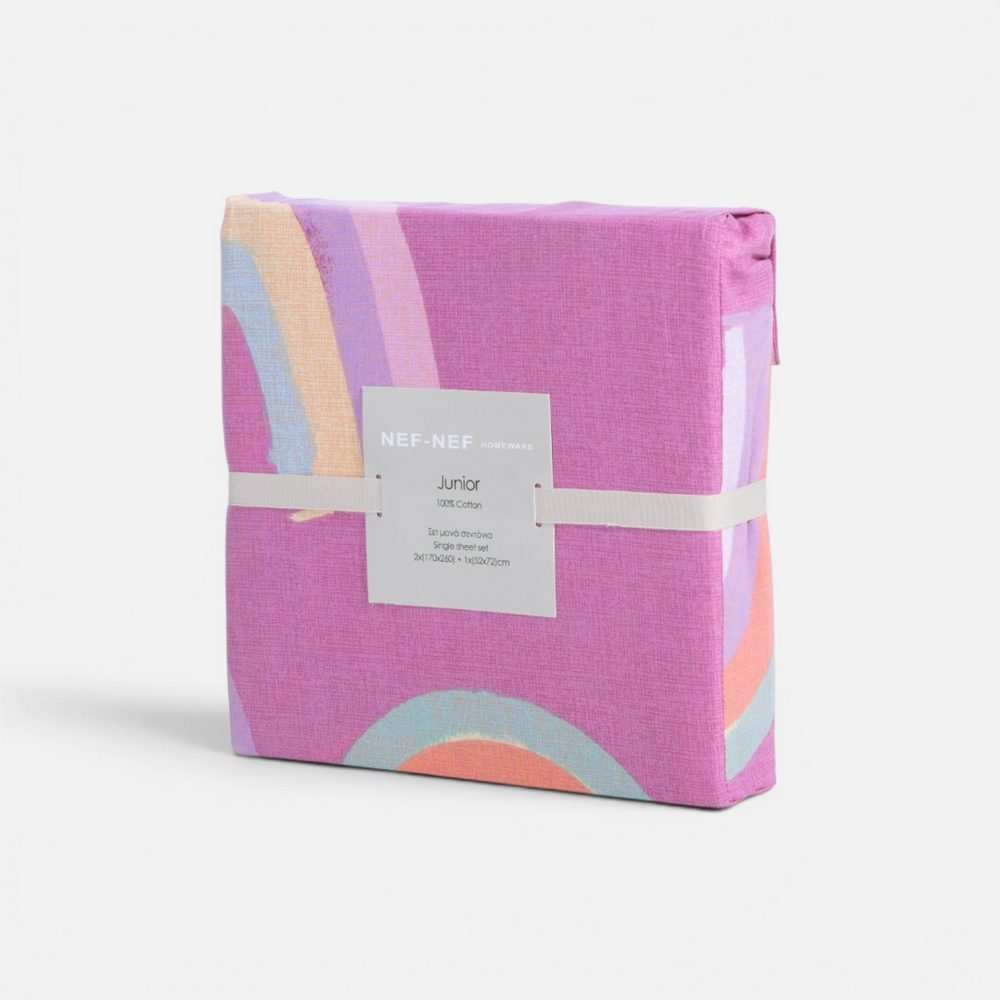 Σετ Σεντόνια Παιδικά Μονά με Λάστιχο Raibow Mood 170x260  Nef Nef Homeware, 100% BAMBAKI - Image 4
