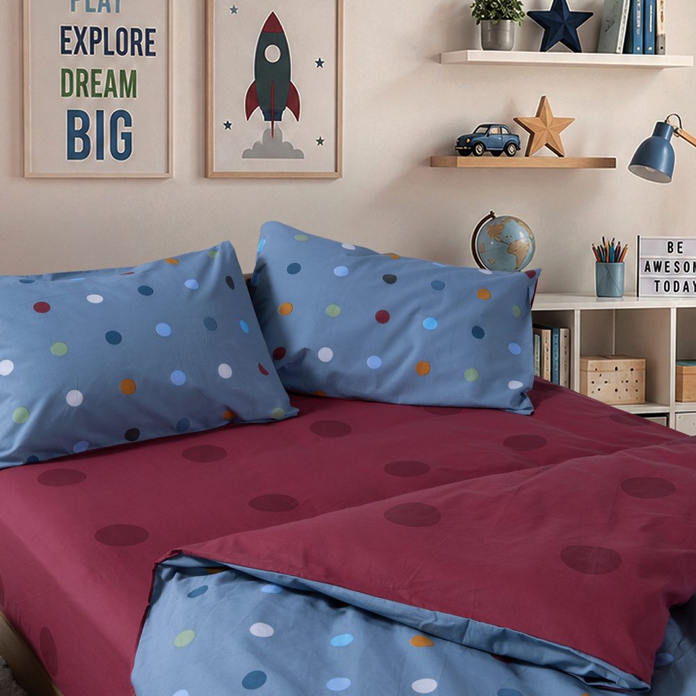 Σετ Παπλωματοθήκη Παιδική Μονή Dots Blue 160x240 Nef Nef Homeware, 100% BAMBAKI - Image 2