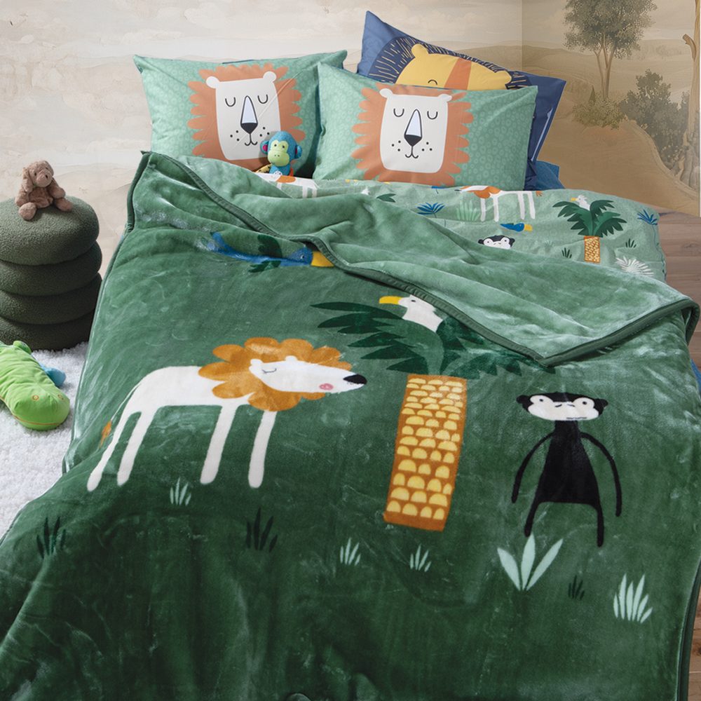 Κουβέρτα Παιδική Jungle Mania 160x220 Nef Nef Homeware, 100% ΠΟΛΥΕΣΤΕΡΑΣ