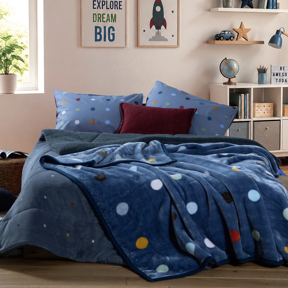 Κουβέρτα Παιδική Dots Blue 160x220 Nef Nef Homeware, 100% ΠΟΛΥΕΣΤΕΡΑΣ - Image 3