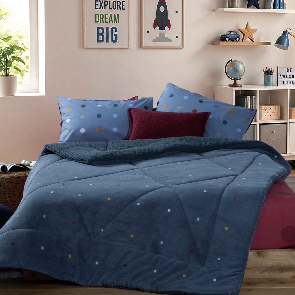 Κουβερτοπάπλωμα Παιδικό Μονό Dots Blue 160x220  Nef Nef Homeware, ΥΦ:100% ΠΟΛ-ΓΕΜΙΣΜΑ:100% ΠΟΛ.-ΠΙΣΩ:ΓΟΥΝΑ - Image 2