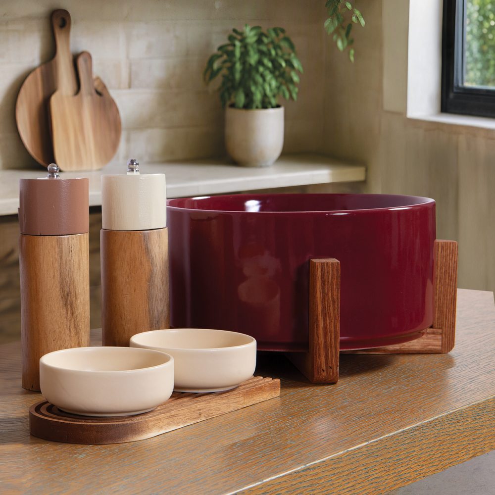 Πιάτο με Δίσκο Σετ 3Τεμ.Menti  Nef Nef Homeware, ΚΕΡΑΜ-ΞΥΛΟ - Image 2