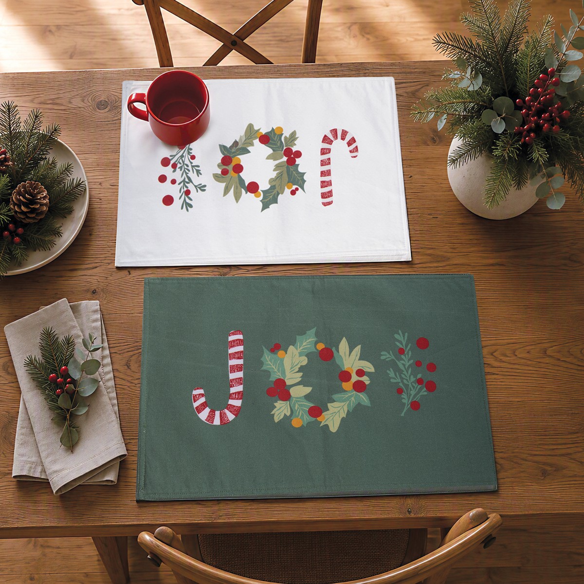 Χριστουγεννιάτικα Σουπλά Joyful 33X48 Nef Nef Homeware, 100% BAMBAKI