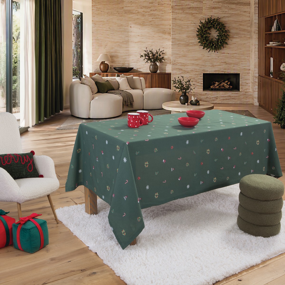 Χριστουγεννιάτικο Τραπεζομάντηλο Joyful 140x180 Nef Nef Homeware, 50% BAMB-50% ΠΟΛ