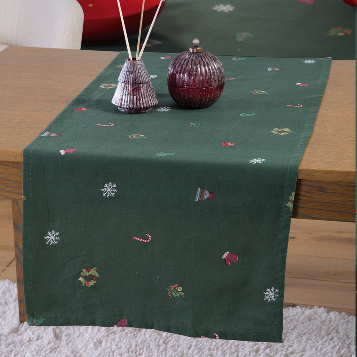 Χριστουγεννιάτικη Τραβέρσα Joyful 45x140 Nef Nef Homeware, 50% BAMB-50% ΠΟΛ