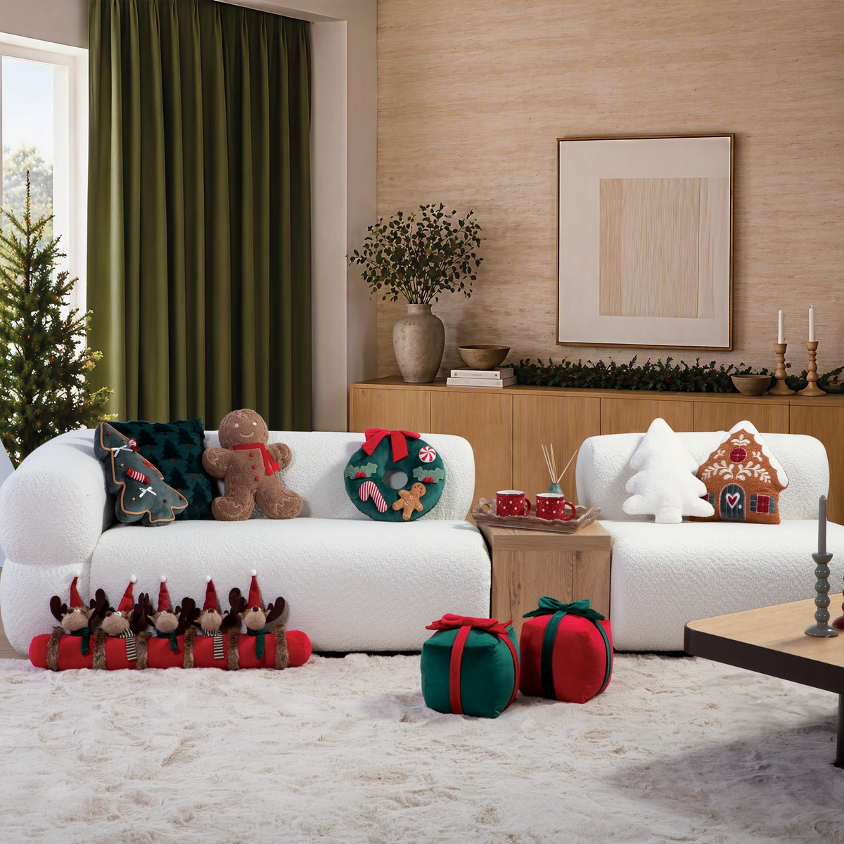 Χριστουγγενιάτικο Στοπ Πόρτας Reindeers 28x89 Nef Nef Homeware, 100% ΠΟΛΥΕΣΤΕΡΑΣ - Image 2
