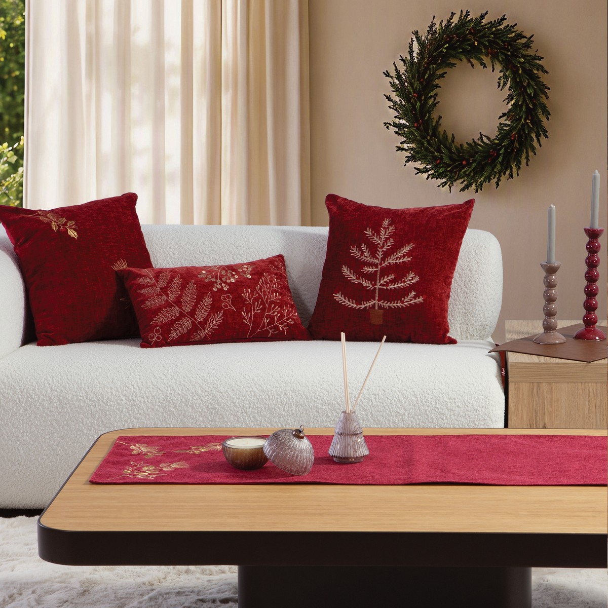 Χριστουγεννιάτικη Τραβέρσα Leaves 40x140 Nef Nef Homeware, 100% ΠΟΛΥΕΣΤΕΡΑΣ - Image 2