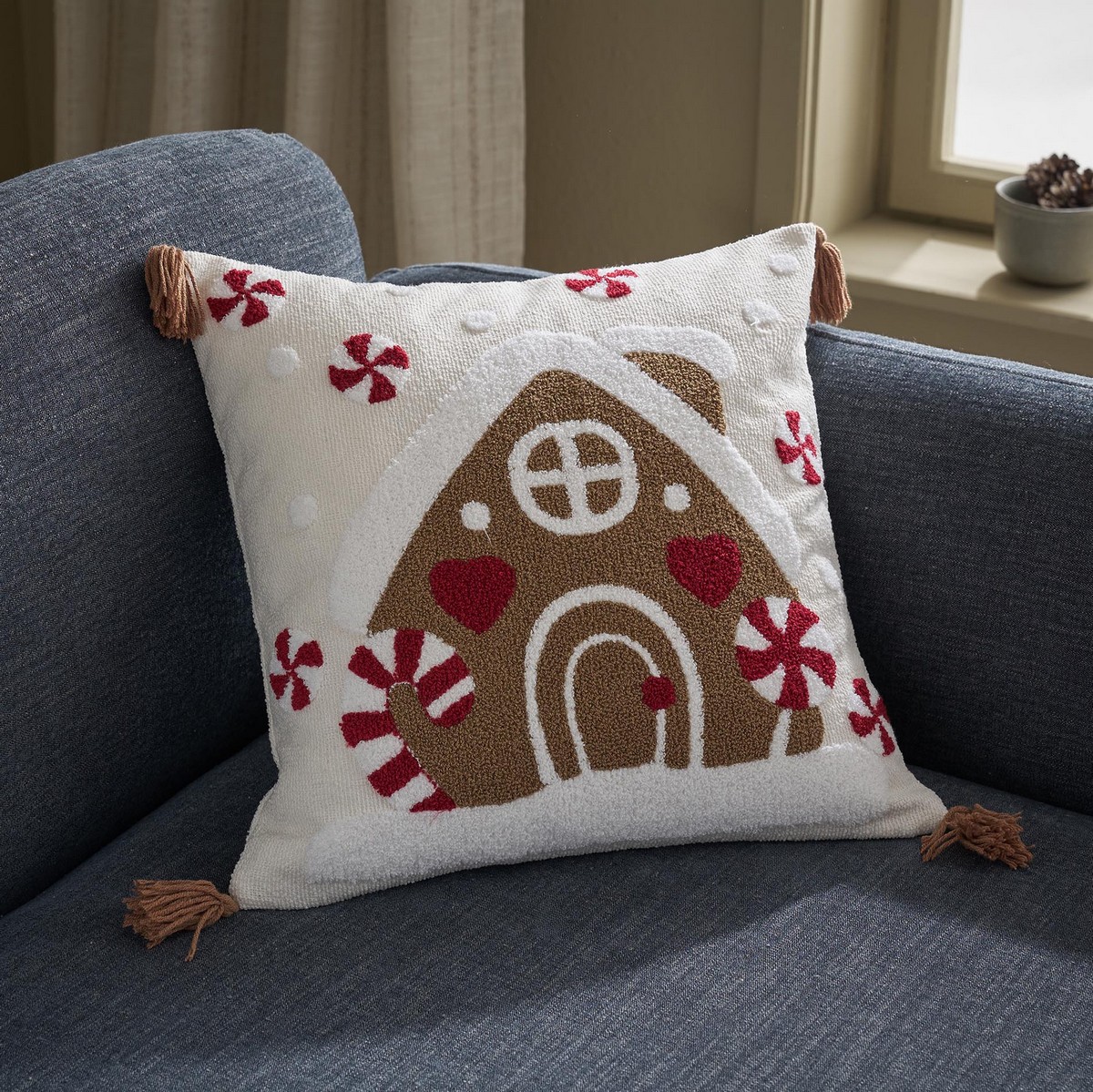 Μαξιλαροθήκη 43x43cm GOFIS HOME Xmas Ecru 879