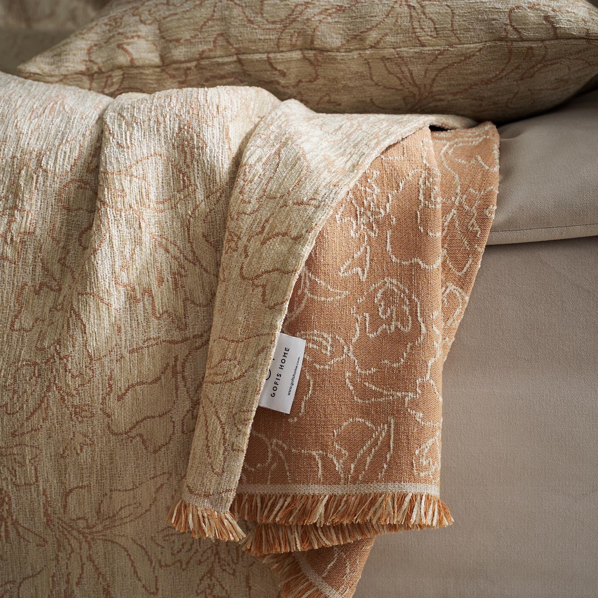Ριχτάρι Πολυθρόνας 180x180cm GOFIS HOME Menrva Ivory/Appricot 430/03 - Image 5