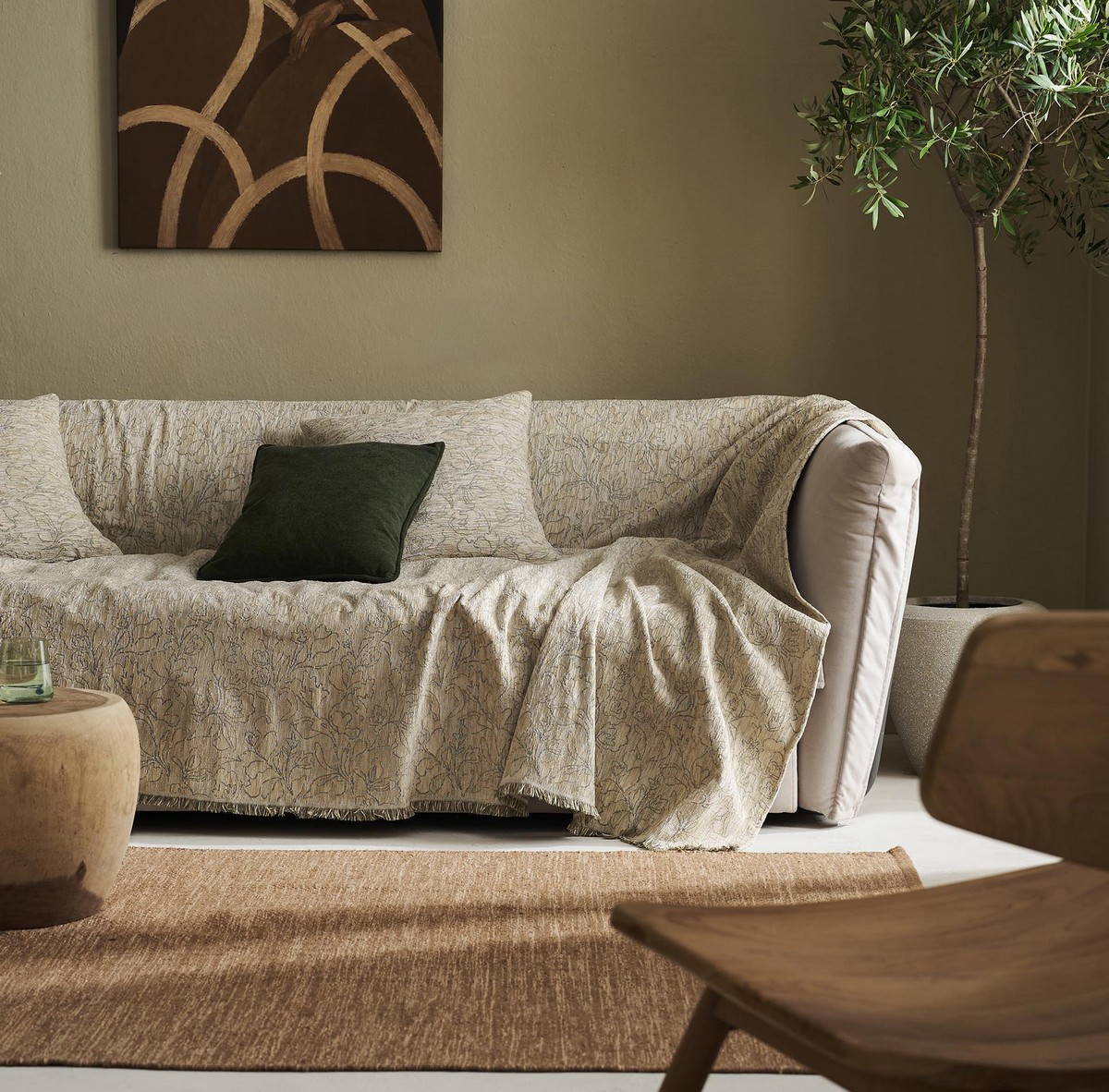 Ριχτάρι Πολυθρόνας 180x180cm GOFIS HOME Aradia Weed Beige 430/07 - Image 2