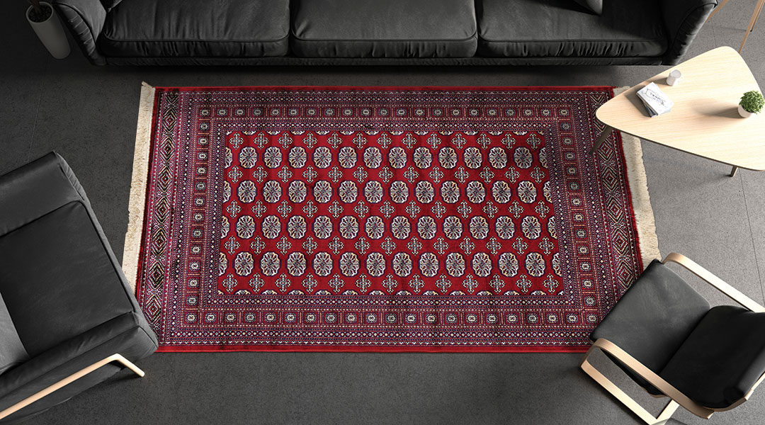 Blank black rectangular interior carpet in room mockup, top view