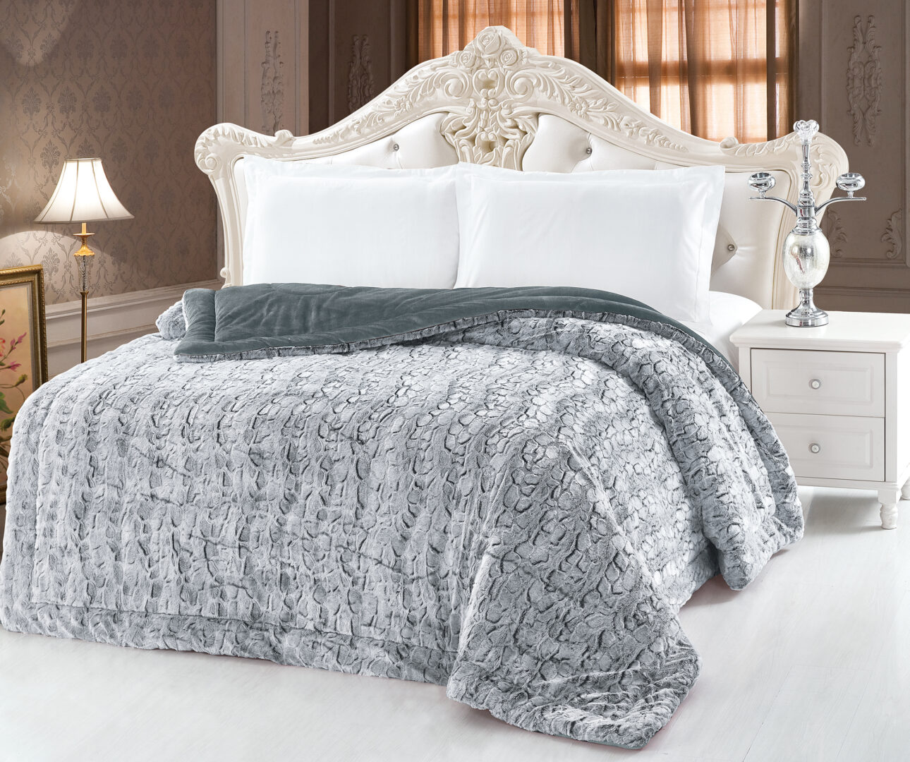 ΠΑΠΛΩΜΑ ΓΟΥΝΑ WOLF GREY ΥΠΕΡΔΙΠΛΟ 2,20Χ2,40